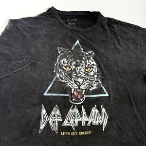 Def Leppard Lets Get Rocked 1992 Tour Graphic T-Shirt Black Mineral Wash 3XL